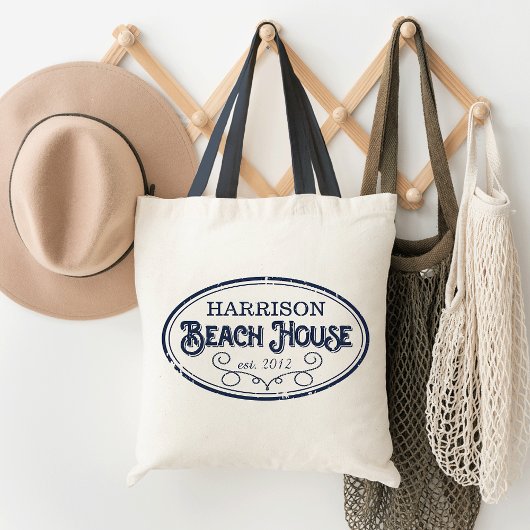 Tote Bag Vintage Beach House Personnalisé