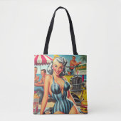 Tote Bag Vintage Beach Pin-up (Devant)