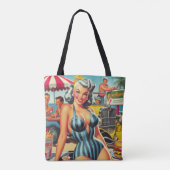 Tote Bag Vintage Beach Pin-up (Dos)