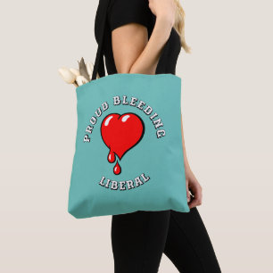 Tote Bag Vintage Black Red Bleeding Heart Liberal Pop Art