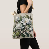 Tote Bag Vintage blanc Magnolia Botanique (De près)