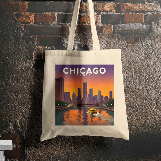 Tote Bag Vintage Chicago Illinois