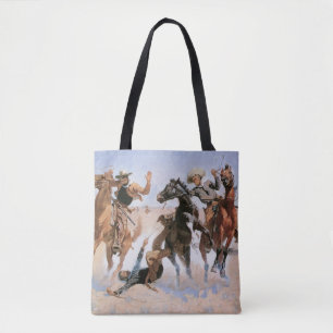 Tote Bag Vintage Cowboys, Aiding a Camrade by Remington