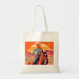 Tote Bag Vintage Cowgirl équitation Cheval Ouest