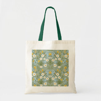 Tote Bag Vintage Daisy Wildflower Damask Pattern