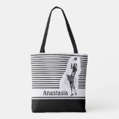 Tote Bag Vintage dame en noir et blanc (Dos)
