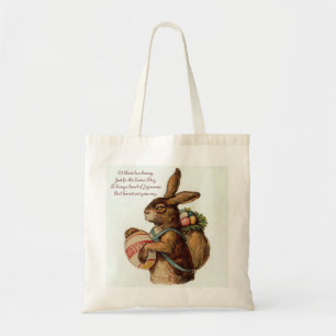 Tote Bag Vintage Easter Bunny with eggs