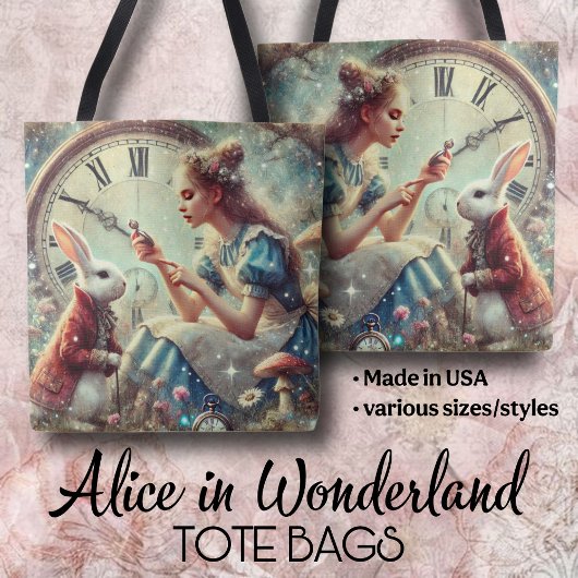 Tote Bag Vintage Fairytale Alice In Wonderland