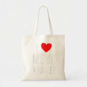 Tote Bag Vintage Grunge I Love JÉSUS Et BALLET, Christian