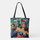 Tote Bag Vintage horreur vampire fille (Dos)