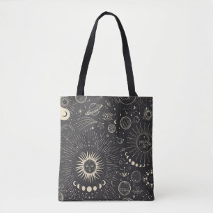Tote Bag Vintage illustration set of moon phases. Différent