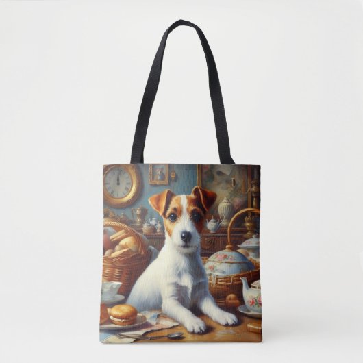 Tote Bag Vintage Jack Russell Terrier Peinture (Devant)