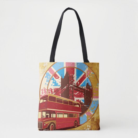 Tote Bag Vintage London Red Double Decker Bus (Devant)