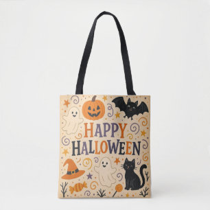 Tote Bag Vintage, mignonne chauve-souris d'halloween, fantô