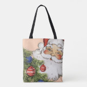 Tote Bag Vintage Noël Père Noël avec Arbre (Dos)