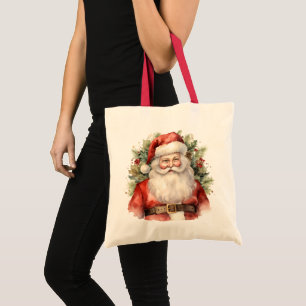 Tote Bag Vintage Noël Père Noël Souriant