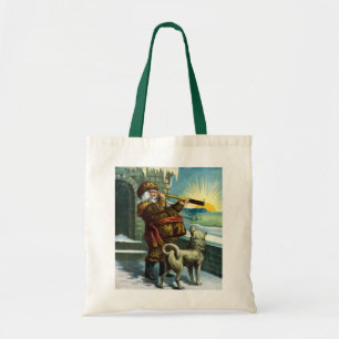 Tote Bag Vintage Noël Santa Claus Telescope Chien Sunset