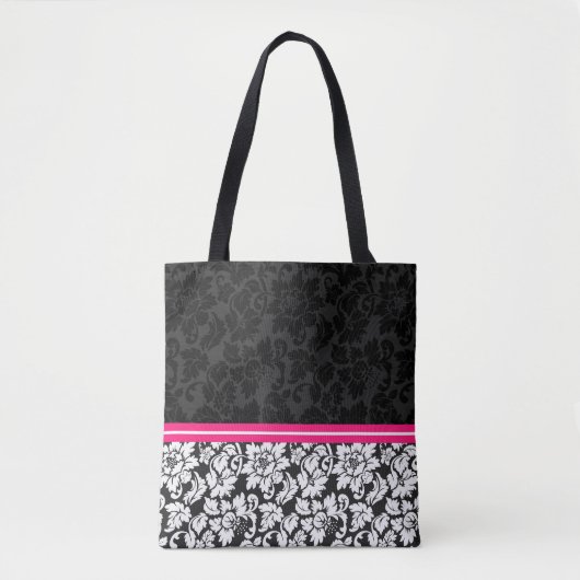 Tote Bag Vintage noir et blanc Damas (Devant)