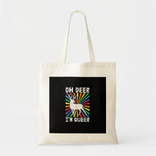 Tote Bag Vintage Oh Deer Je Suis Queer Fierté LGBT Gay Lesb