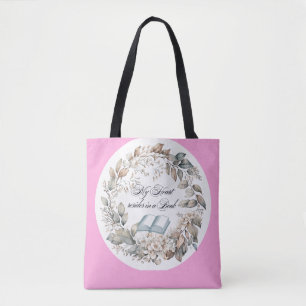 Tote Bag Vintage Pink Cottage Garden Amateurs de livres