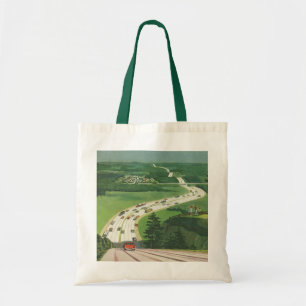 Tote Bag Vintage Pittoresque American Highways, Cars Road T
