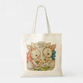 Tote Bag Vintage Retro Cute Happy Bunnies Pâques (Dos)