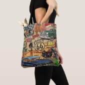 Tote Bag Vintage Route 66, affiche nostalgique. (De près)