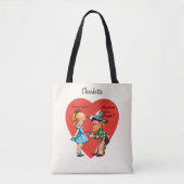 Tote Bag Vintage Saint Valentin, Fille avec Cowboy (Devant)