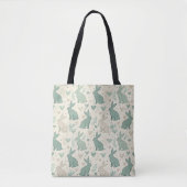 Tote Bag Vintage Simple Bunny Silhouettes Hearts Pattern (Devant)