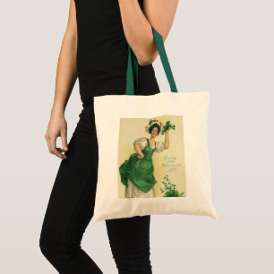Tote Bag Vintage St. Patrick's Day Irish Lass avec Clovers