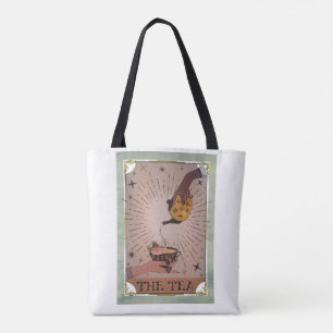 Tote Bag Vintage The Tea Tarot Chaudron Magique et Tasse à