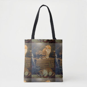 Tote Bag Vintage Van den Eycken Trois Chats sur un bureau