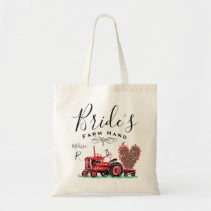 Tote Bag Vintage Vieux Tracteur Rouge Cardiaque Mariée Ferm