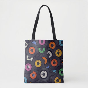 Tote Bag Vintage Vinyl Records Arrière - plan de musique