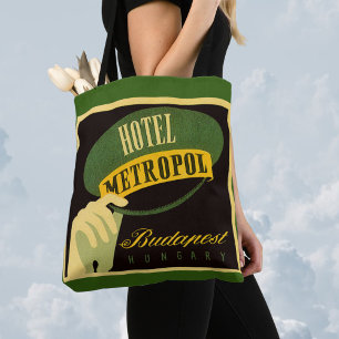 Tote Bag Vintage voyage Budapest Hongrie Bellhop Casquette