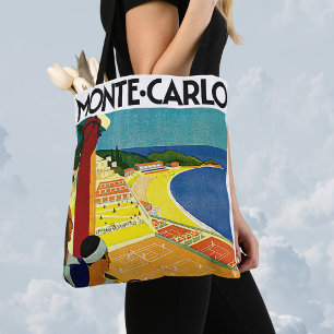 Tote Bag Vintage voyage, Tennis, Sports, Monte Carlo Monaco