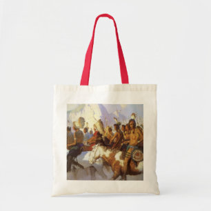 Tote Bag Vintage Western Art, Indian War Party by NC Wyeth