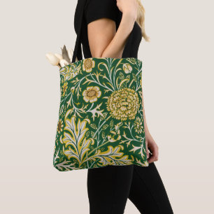 Tote Bag Vintage William Morris Cherwell Vert Floral Art