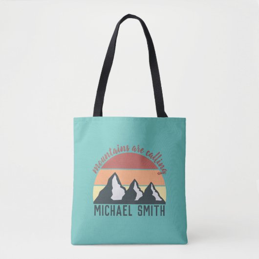 Tote Bag Vintages pastels montagnes appellent mongram ciel (Devant)