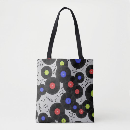 Tote Bag Vinyl Records : Music Note Motif (Devant)