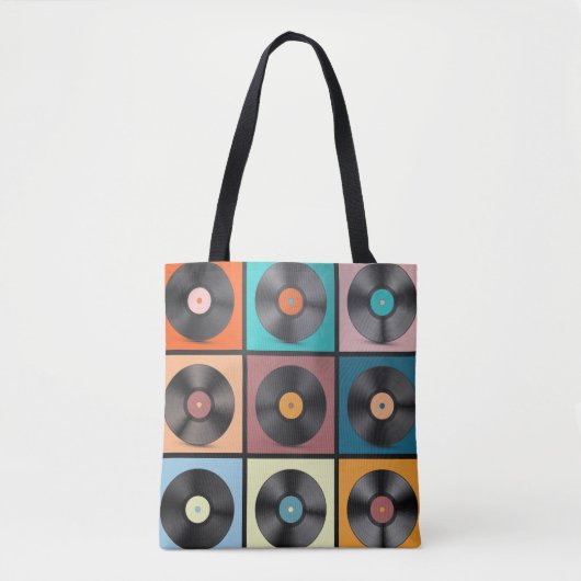 Tote Bag Vinyl records : retro LP set. (Devant)