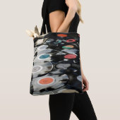 Tote Bag Vinyl rétro plastique vieux noir (De près)