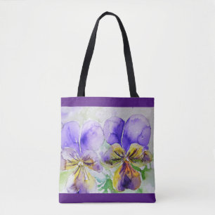 Tote Bag Viola Pansy Purple Fleurs Florales Violettes Girls