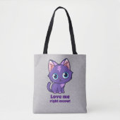 Tote Bag Violet Anime Chat Vector Art Gris (Devant)