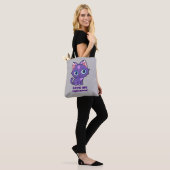 Tote Bag Violet Anime Chat Vector Art Gris (Sur le modèle)
