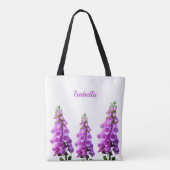 Tote Bag Violet blanc fleur sauvage florales rose monogramm (Dos)