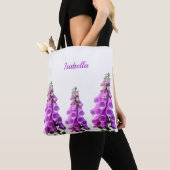 Tote Bag Violet blanc fleur sauvage florales rose monogramm (De près)