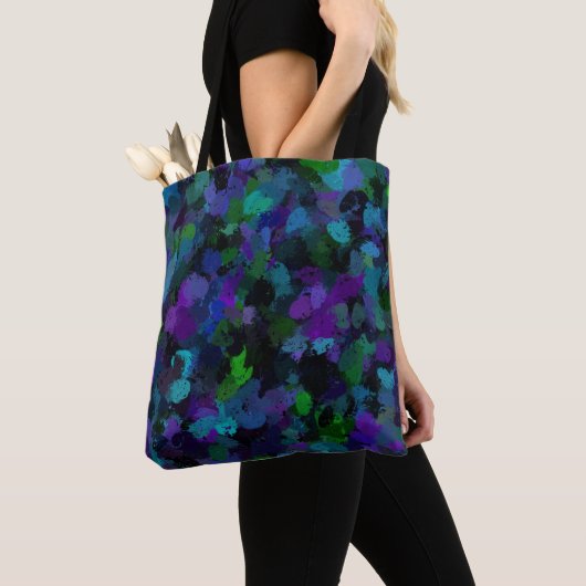Tote Bag Violet, bleu et noir Abstrait (De près)