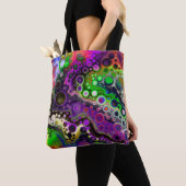 Tote Bag Violet, citron vert et marbre noir (De près)