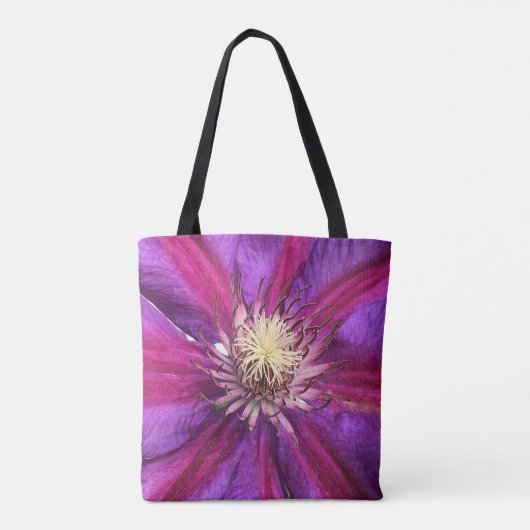 Tote Bag Violet Clematis Blossom (Dos)